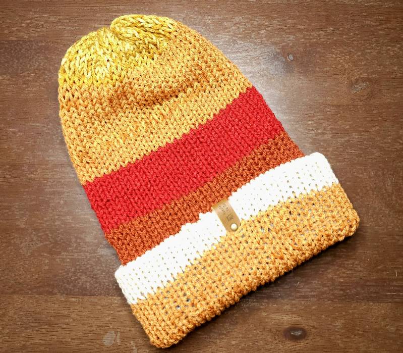 Scrap Yarn Beanie with a brim