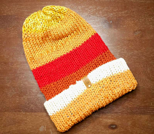 Scrap Yarn Beanie with a brim